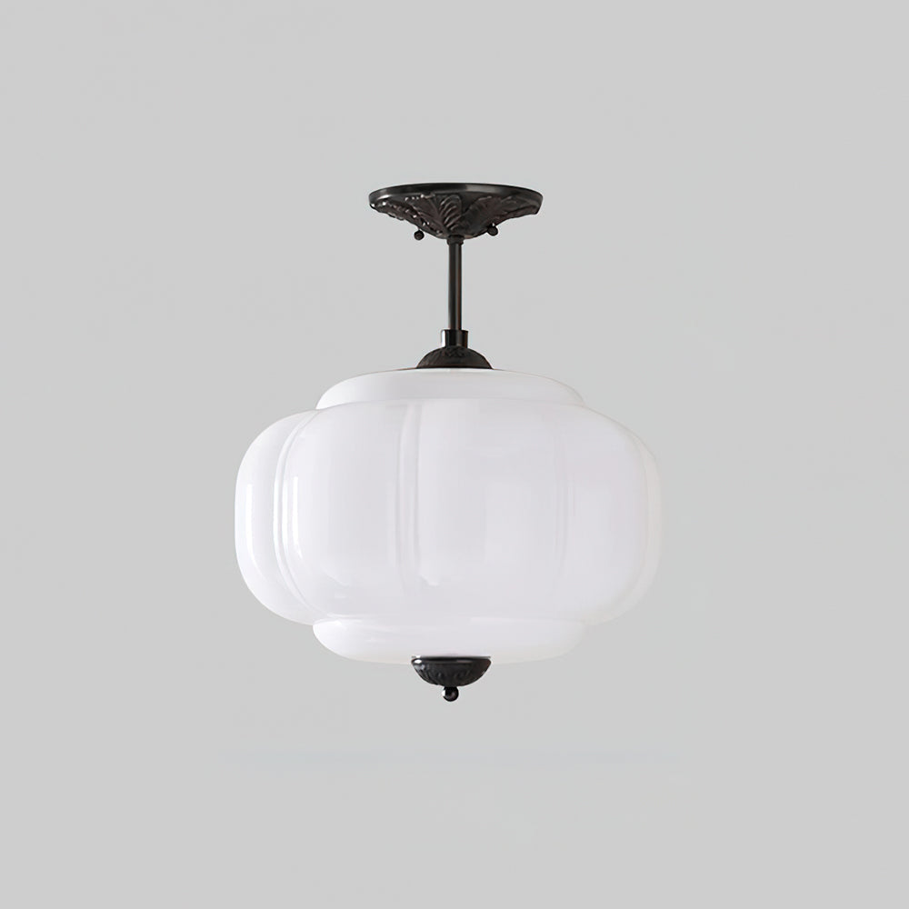 Eldio Green Glass Semi Flush Mount Light-Neutral Decor