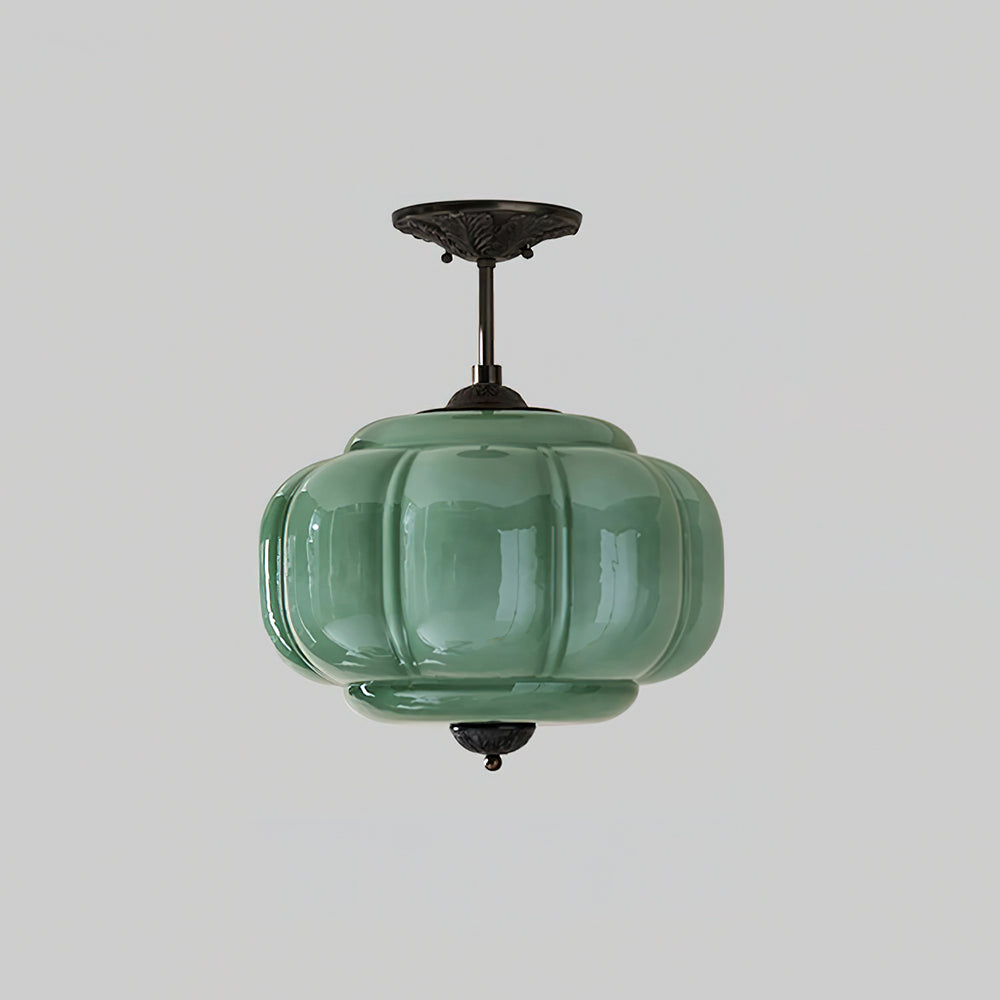 Eldio Green Glass Semi Flush Mount Light-Neutral Decor