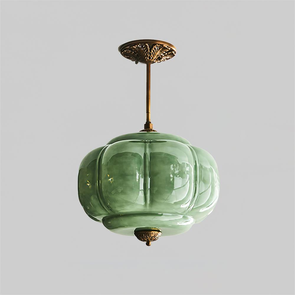 Eldio Green Glass Semi Flush Mount Light-Neutral Decor