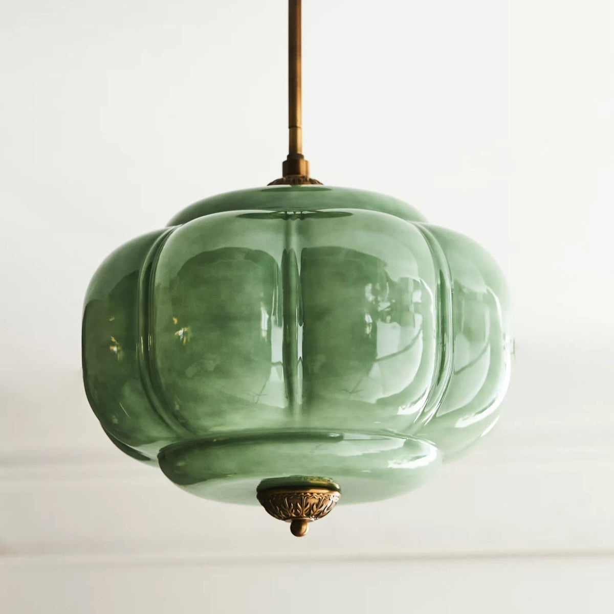 Eldio Green Glass Semi Flush Mount Light-Neutral Decor