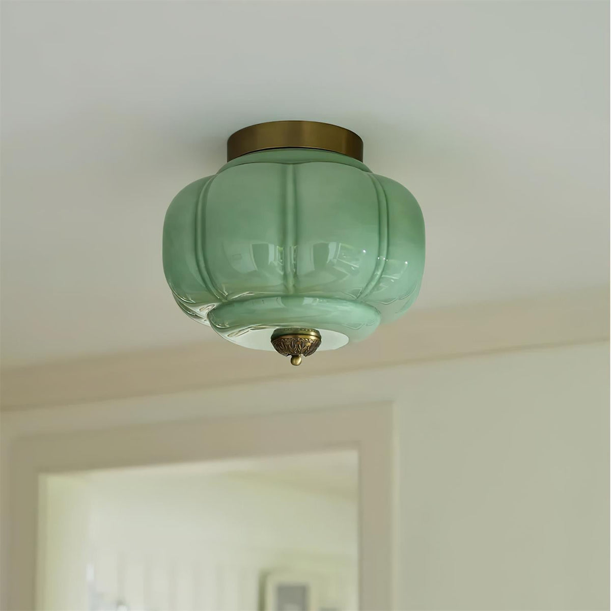 Selviro Ceiling Lamp Green Glass Brass Classic-Neutral Decor
