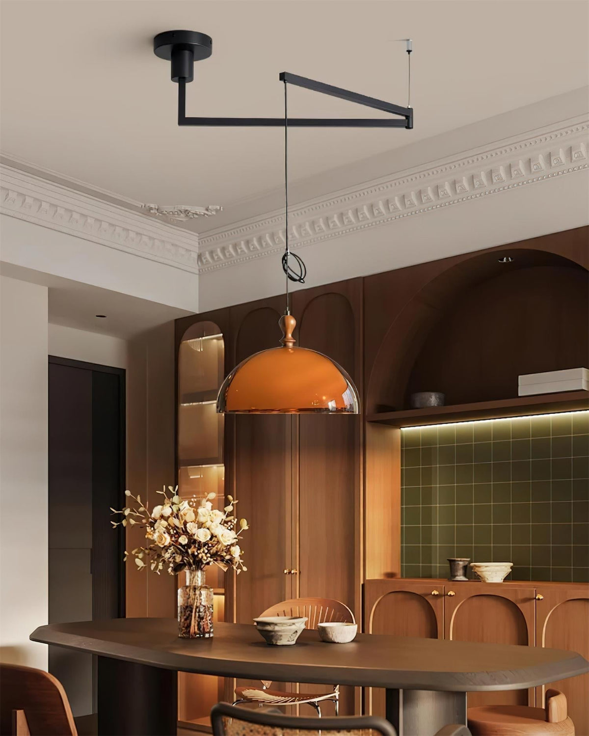 Vika Swing Arm Pendant Lamp-Neutral Decor