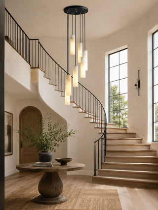 Elongated Alabaster Cluster Pendant Lamp-Neutral Decor
