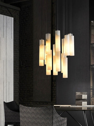 Elongated Alabaster Cluster Pendant Lamp-Neutral Decor