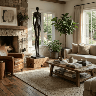 Elongated Form Sculpture-Neutral Decor