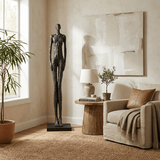 Elongated Form Sculpture-Neutral Decor