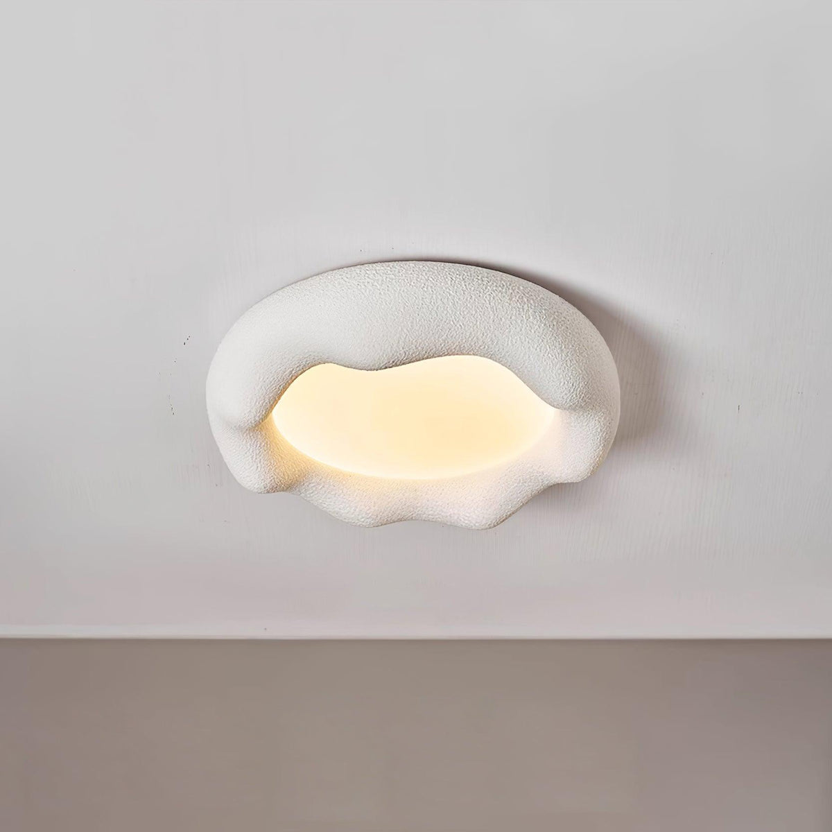 Ceiling Light Organic Resin and Fiberglass Fixture in Beige-Neutral Decor