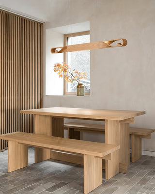 Lustra Suspension en Bois Incurvé Minimaliste