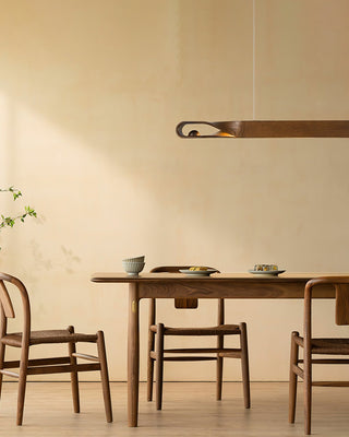 Lustra Suspension en Bois Incurvé Minimaliste