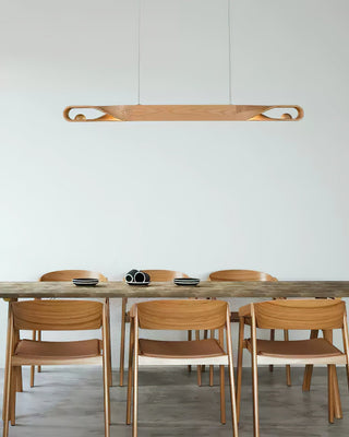 Lustra Suspension en Bois Incurvé Minimaliste