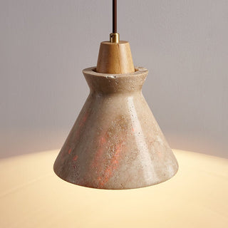 Ember Travertine Cone Pendant Lamp-Neutral Decor