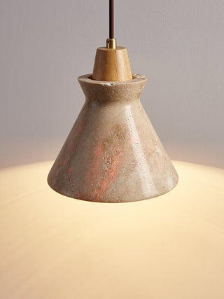 Ember Travertine Cone Pendant Lamp-Neutral Decor