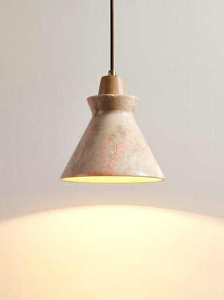 Ember Travertine Cone Pendant Lamp-Neutral Decor