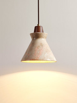 Ember Travertine Cone Pendant Lamp-Neutral Decor