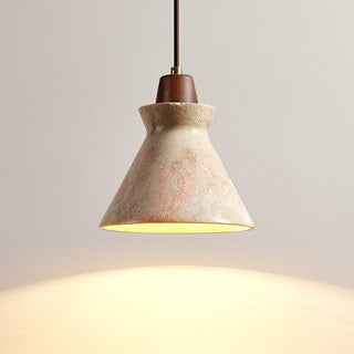 Ember Travertine Cone Pendant Lamp-Neutral Decor
