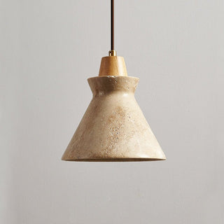Ember Travertine Cone Pendant Lamp-Neutral Decor