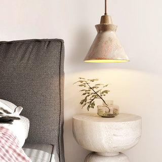 Ember Travertine Cone Pendant Lamp-Neutral Decor