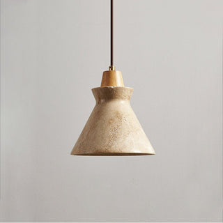 Ember Travertine Cone Pendant Lamp-Neutral Decor