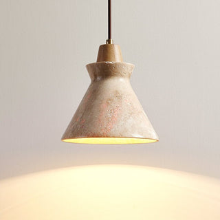 Ember Travertine Cone Pendant Lamp-Neutral Decor