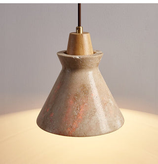 Ember Travertine Cone Pendant Lamp-Neutral Decor