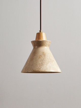 Ember Travertine Cone Pendant Lamp-Neutral Decor