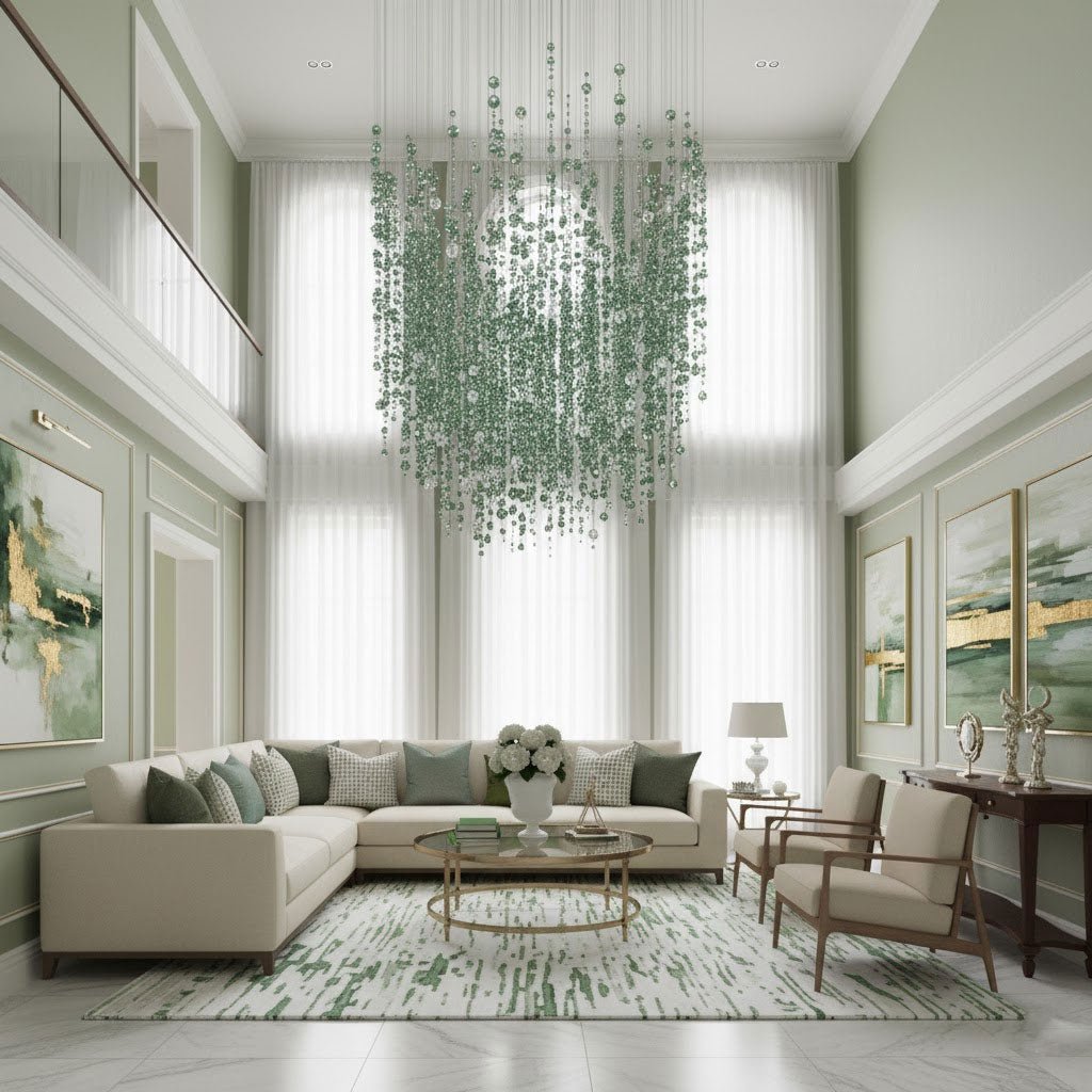 Emerald Rainfall Crystal Customize Chandelier-Neutral Decor