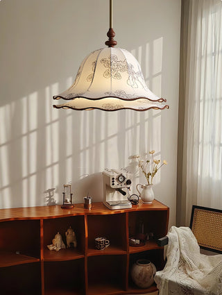 Ilsilis Suspension Élégante en Tissu Fleuri et Bois