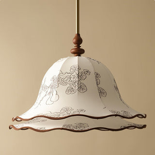Ilsilis Suspension Élégante en Tissu Fleuri et Bois