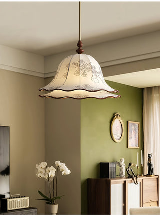 Ilsilis Suspension Élégante en Tissu Fleuri et Bois
