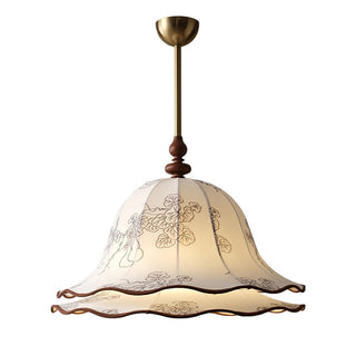 Ilsilis Suspension Élégante en Tissu Fleuri et Bois