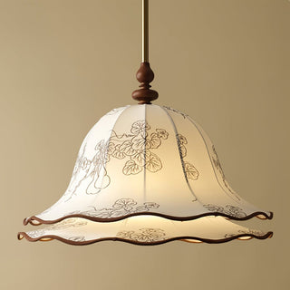 Ilsilis Suspension Élégante en Tissu Fleuri et Bois