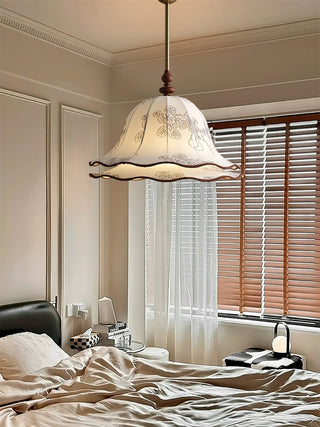 Ilsilis Suspension Élégante en Tissu Fleuri et Bois