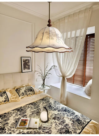 Ilsilis Suspension Élégante en Tissu Fleuri et Bois