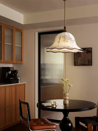 Ilsilis Suspension Élégante en Tissu Fleuri et Bois