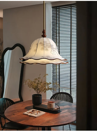 Ilsilis Suspension Élégante en Tissu Fleuri et Bois