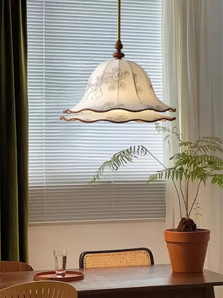 Ilsilis Suspension Élégante en Tissu Fleuri et Bois
