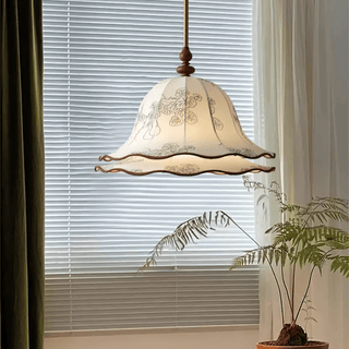 Ilsilis Suspension Élégante en Tissu Fleuri et Bois