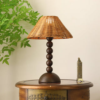 Auroran Lampe de Table en Bois Et Rotin