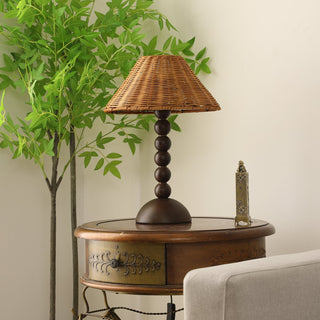 Auroran Lampe de Table en Bois Et Rotin