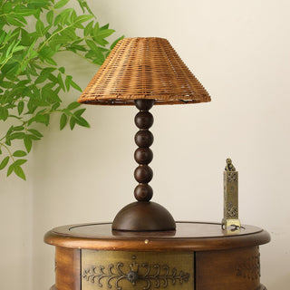Auroran Lampe de Table en Bois Et Rotin