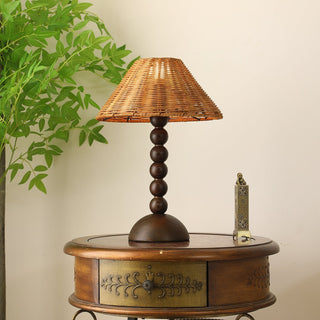 Auroran Lampe de Table en Bois Et Rotin