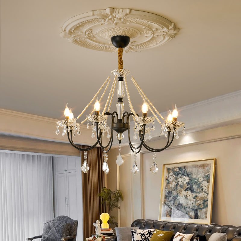 Cyraya Lustre Postmoderne de Luxe en Cristal et Perles