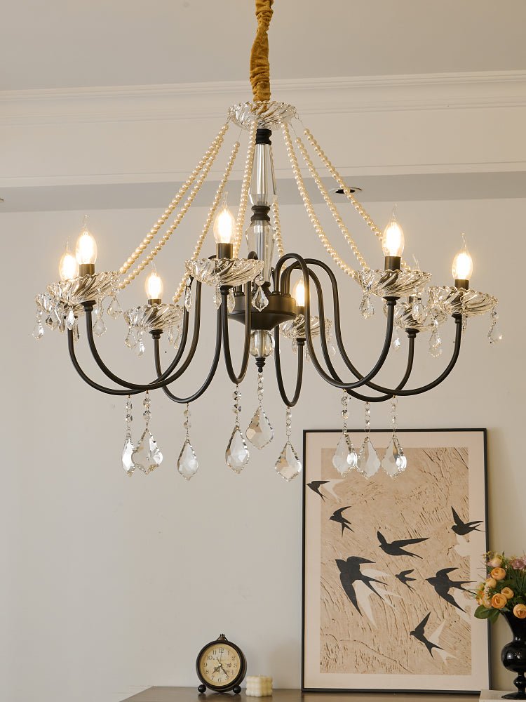 Cyraya Lustre Postmoderne de Luxe en Cristal et Perles