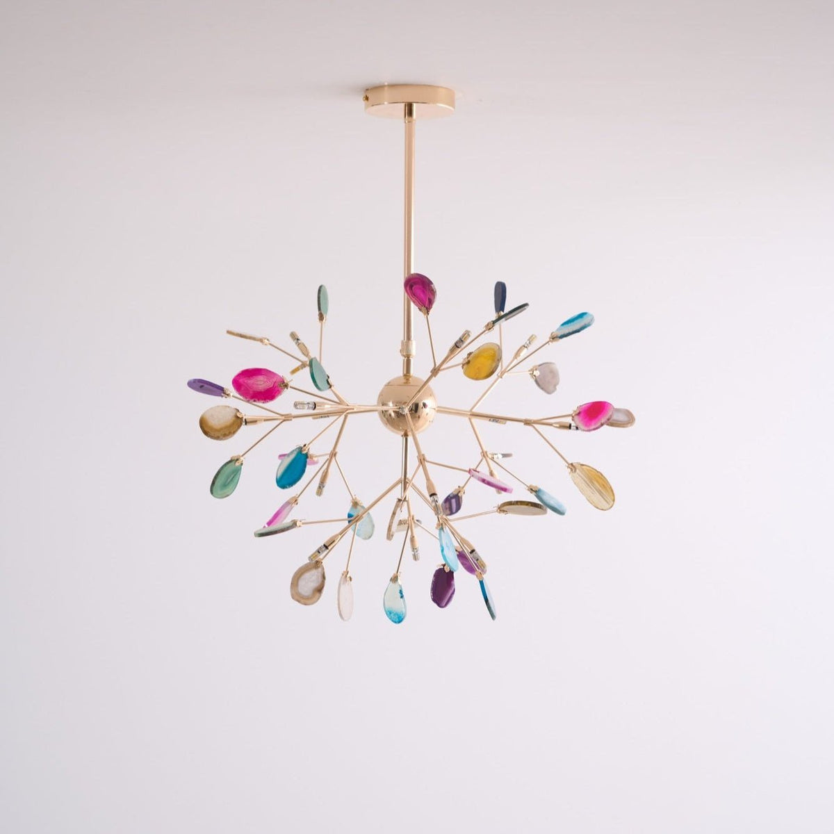 Rivana Lustre Feuille Colorée Bras Dorés