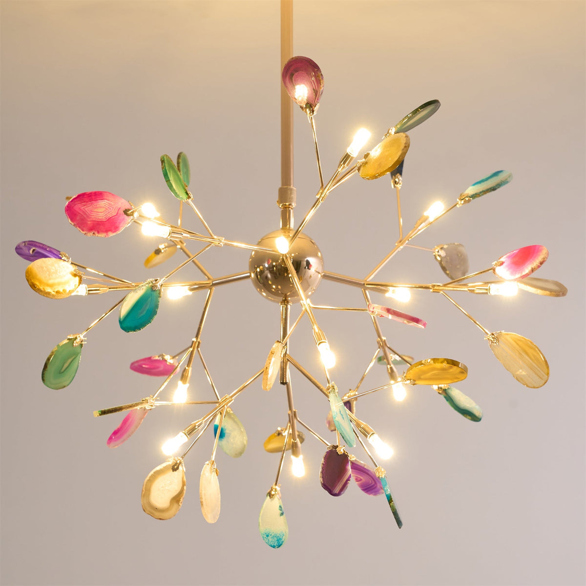 Rivana Lustre Feuille Colorée Bras Dorés