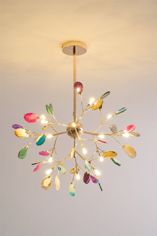 Lustra Lustre Feuille Colorée Bras Dorés