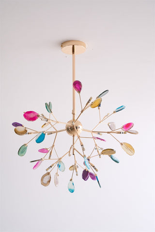 Lustra Lustre Feuille Colorée Bras Dorés