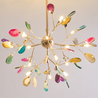 Lustra Lustre Feuille Colorée Bras Dorés
