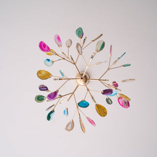 Lustra Lustre Feuille Colorée Bras Dorés