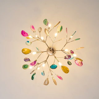 Lustra Lustre Feuille Colorée Bras Dorés